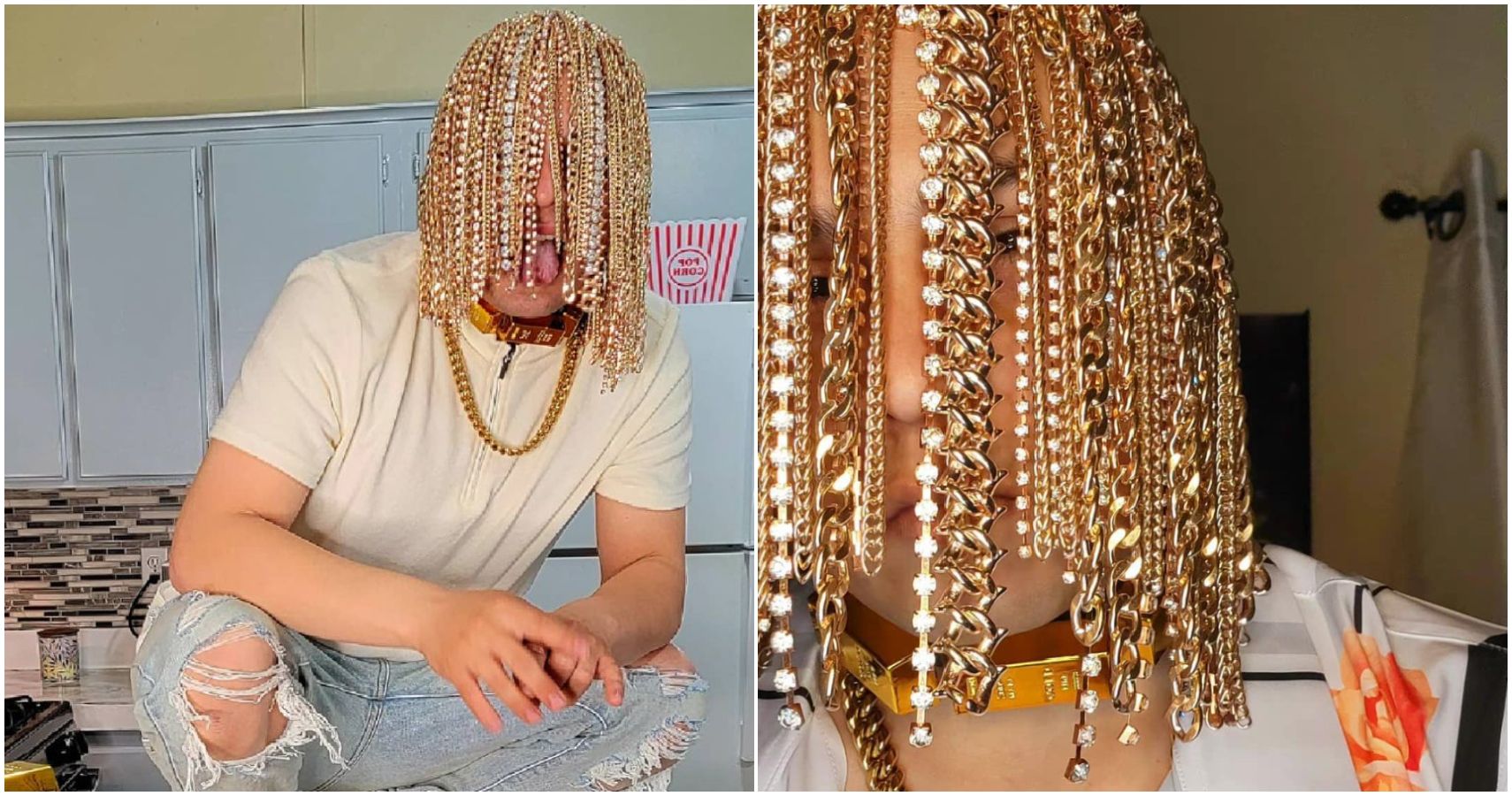 Black Hair Men Pendant Hiphop Jewelry Gold Filled CZ Necklace Rapper  Accessories | eBay