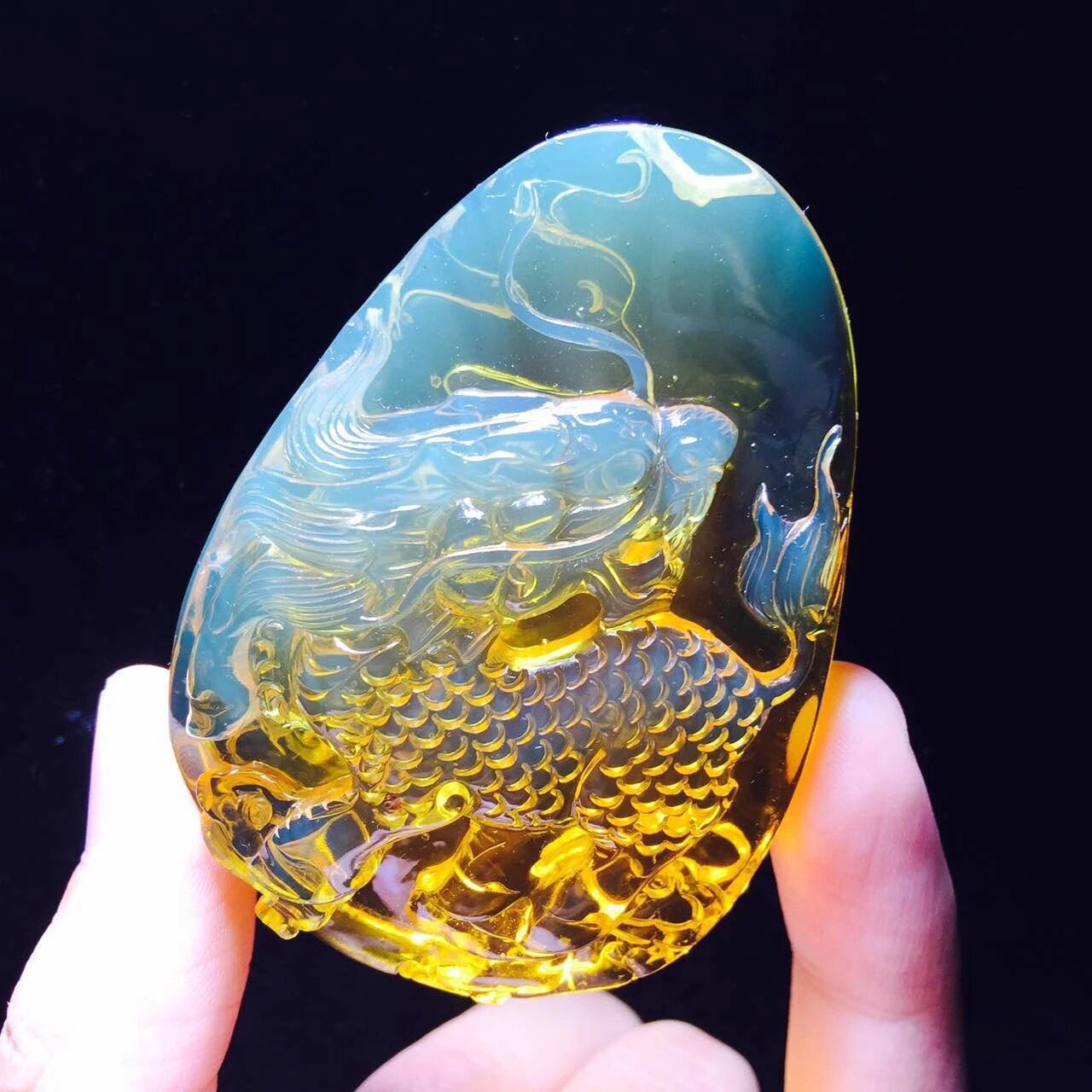 Picture Of A Blue Dragon Themed Amber Piece
