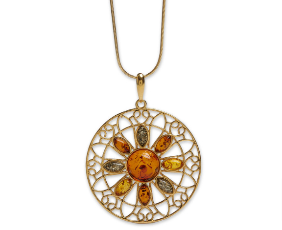 Picture Of An Amber Golden Sunburst Pendant