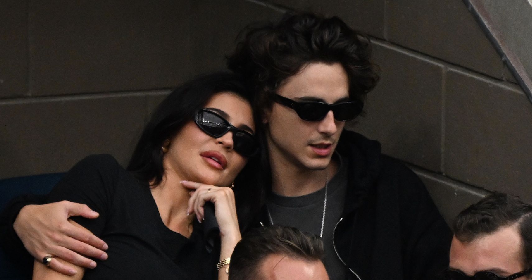 Kylie Jenner and Timothee Chalamet watching a tennis match 