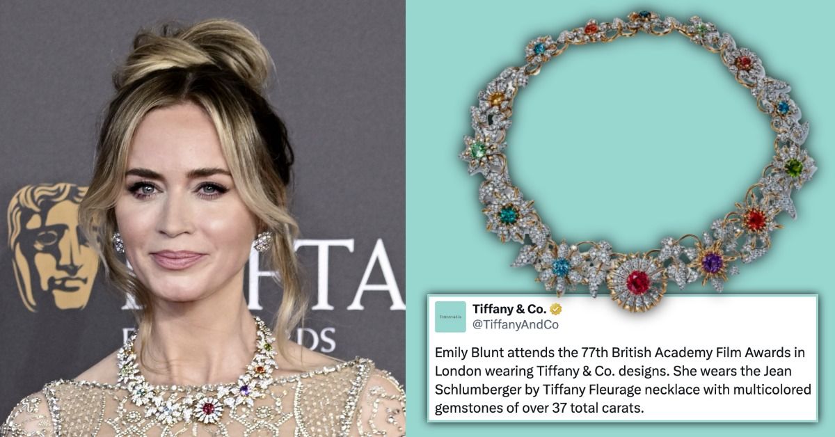 Emily Blunt Stuns At BAFTAs In Tiffany Necklace Worth Six Figures